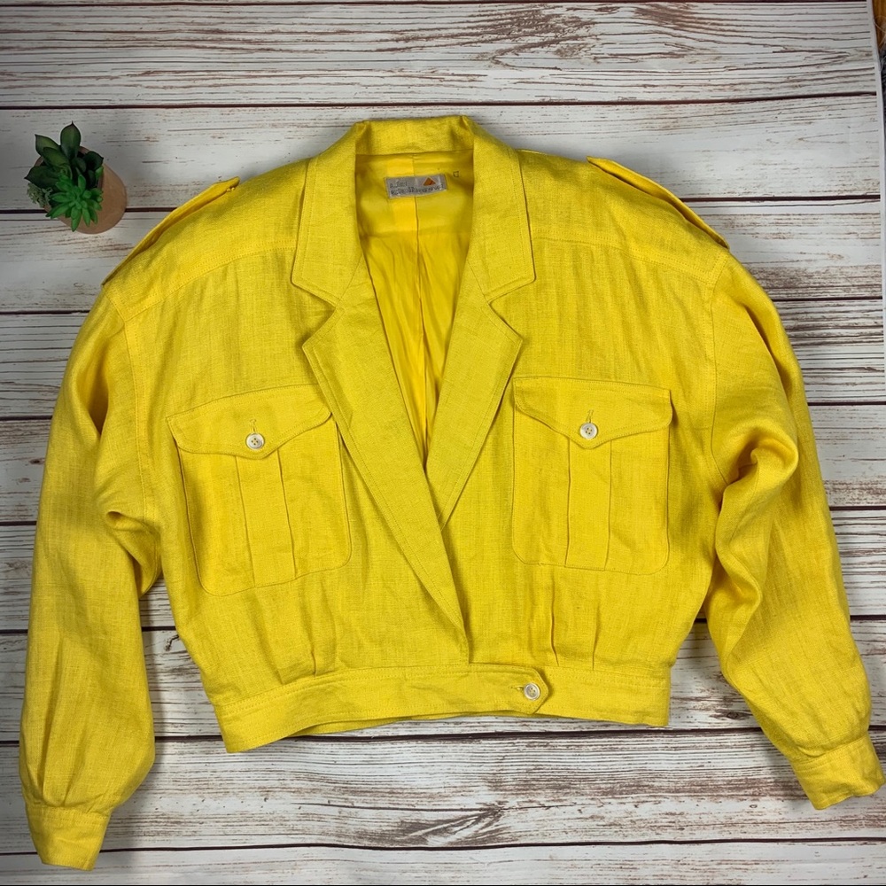 Liz Claiborne rare Vintage Yellow Linen Jacket